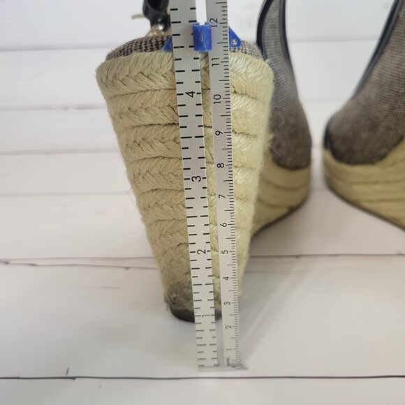 Banana Republic navy blue jute sling back peep toe wedge heels size 7 - Picture 8 of 8